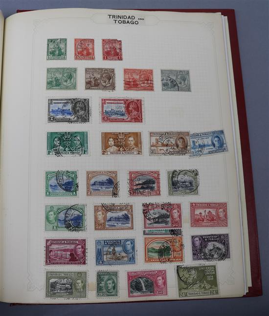 A collection of stamps in a Grafton stamp album,